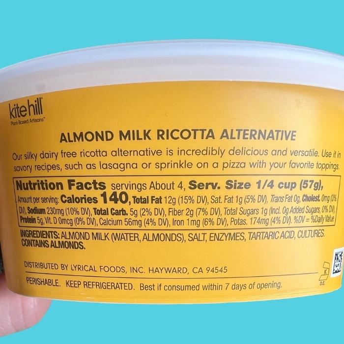 Kite Hill Ricotta Ingredients and Nutrition Facts