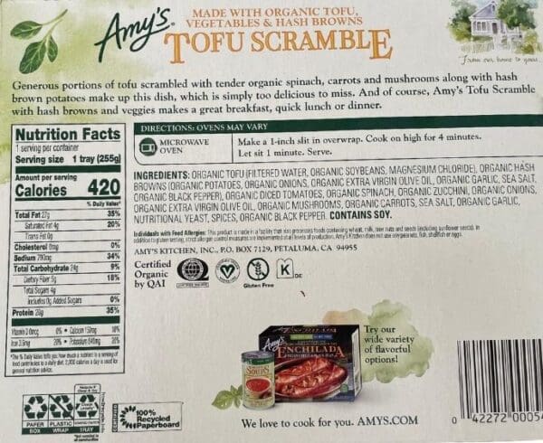 Amy's Tofu Scramble Review • Vegan ShowOff