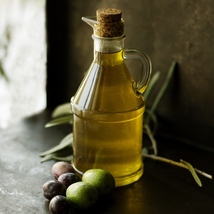 Bottle of olive oil.